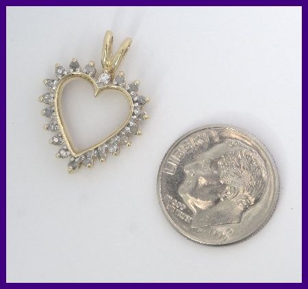 10kyg Round Diamond Heart Charm Pendant .20ct  