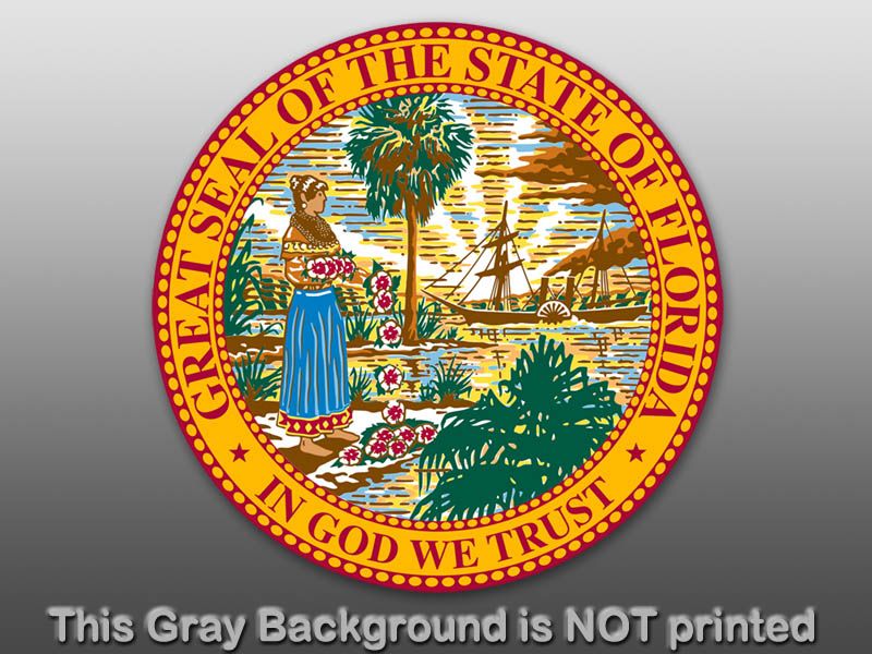 Round Florida State Seal Sticker  decal logo FL God US  