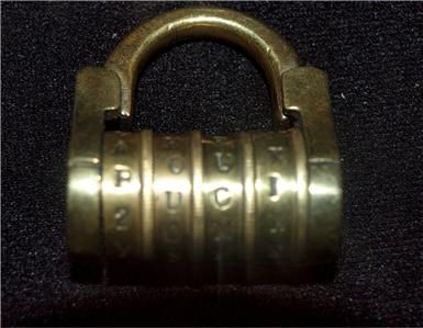 Antique Combination Padlock BRASS 1800s PARIS  