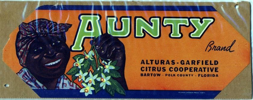 OLD FRUIT LABEL AUNTY BRAND CITRUS BLACK AMERICANA  