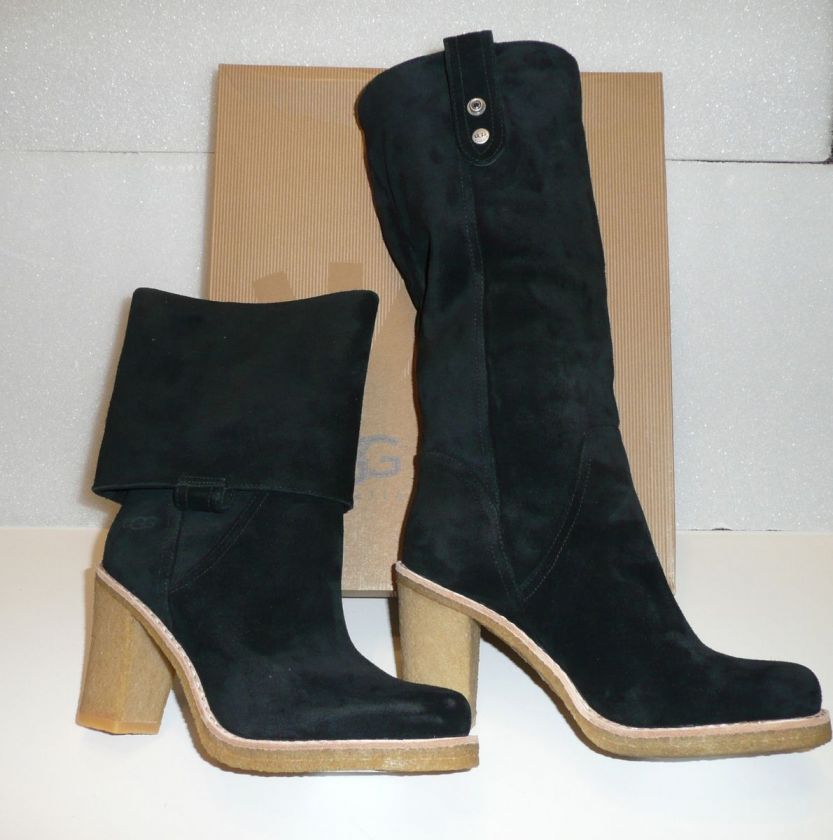 Ugg Josie pull on boots black suede New in Box  