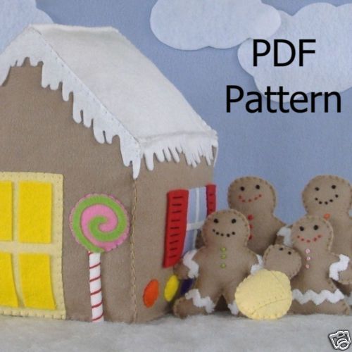 Gingerbread Cookie & Candy House Felt Play Food Pattern  