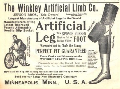 1905 l ad artificial leg winkley limb c jepson bros  