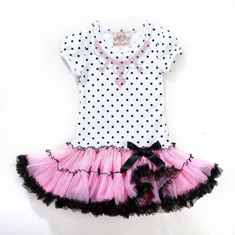 NEW Beautees *Necklace Polka Dot Tulle Tutu Dress 2T 6X  