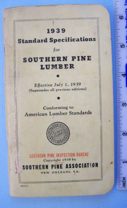 BN888 Standard Specs So Pine Assn New Orleans LA 1939  