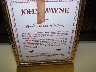 COWBOY WESTERN JOHN WAYNE DECANTER KENTUCKY BOURBON WHISKEY ART BOTTLE 