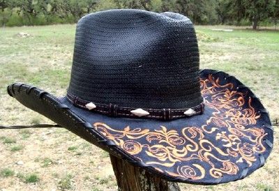 Montecarlo   SHANTUNG PANAMA Straw Western Cowboy Hat  