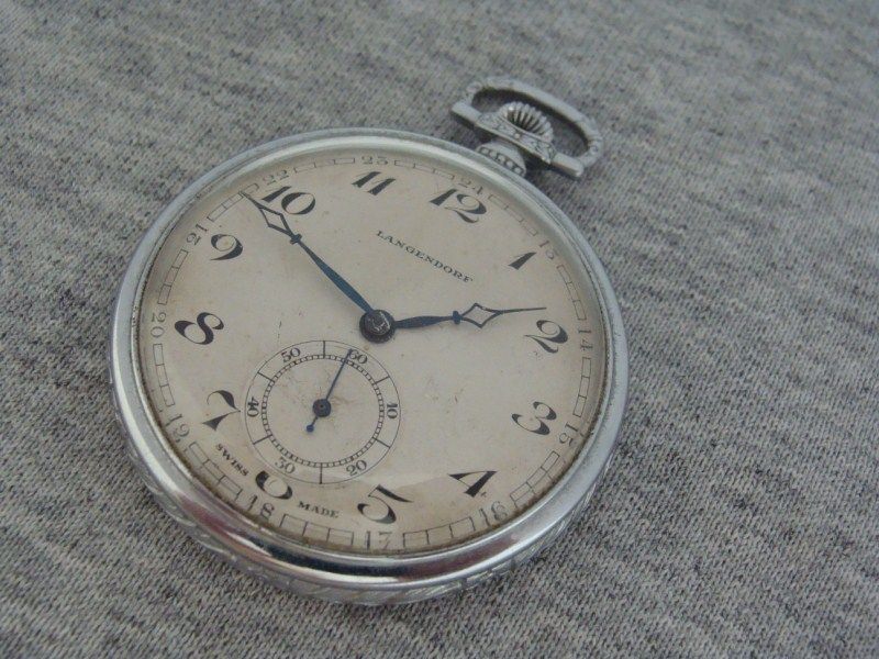 VINTAGE LANGENDORF SWISS OPEN FACE POCKET WATCH  