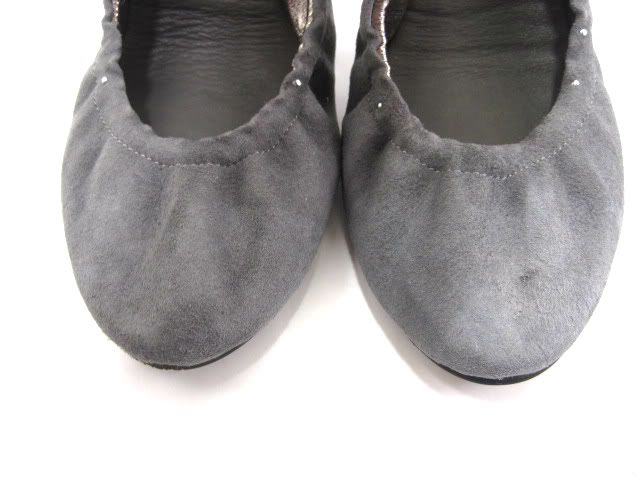 MATT BERNSON WOMENS WAVERLY CELESTE BALLET FLAT GREY SUEDE RUBBER 