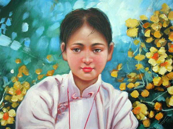 SALE ORIENTAL GARDEN REALISM THEME24 ORIGINAL OIL PROTRAITGIRL 