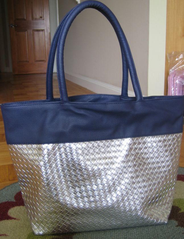 Navy / Silver Tote Bag from   