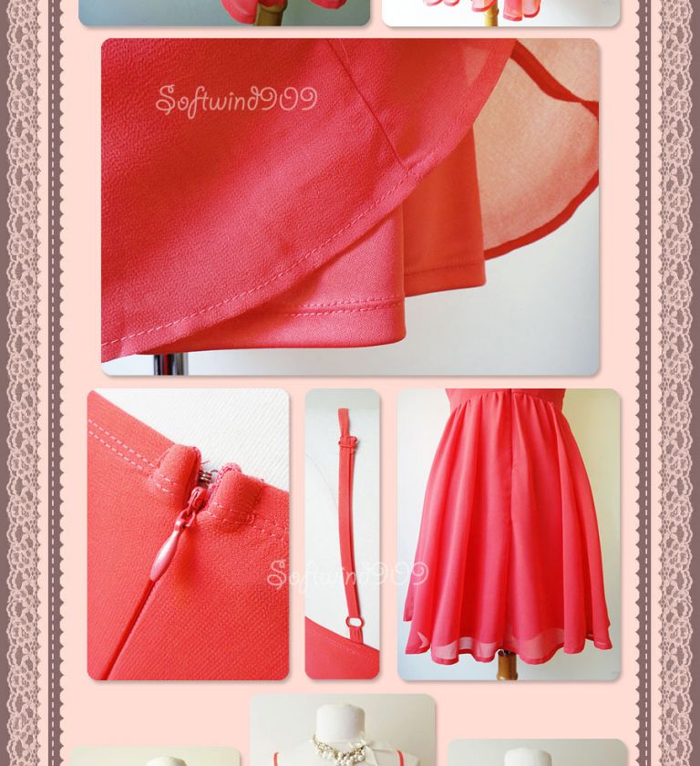 NEW Forever 21 Bright Coral Sweetheart Pleated Chiffon Flirty Skirt 