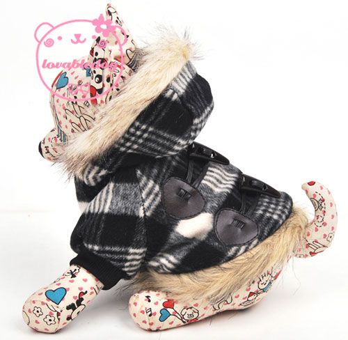   Warm Winter horn button jacket Dog Clothes Apparel S M L XL  