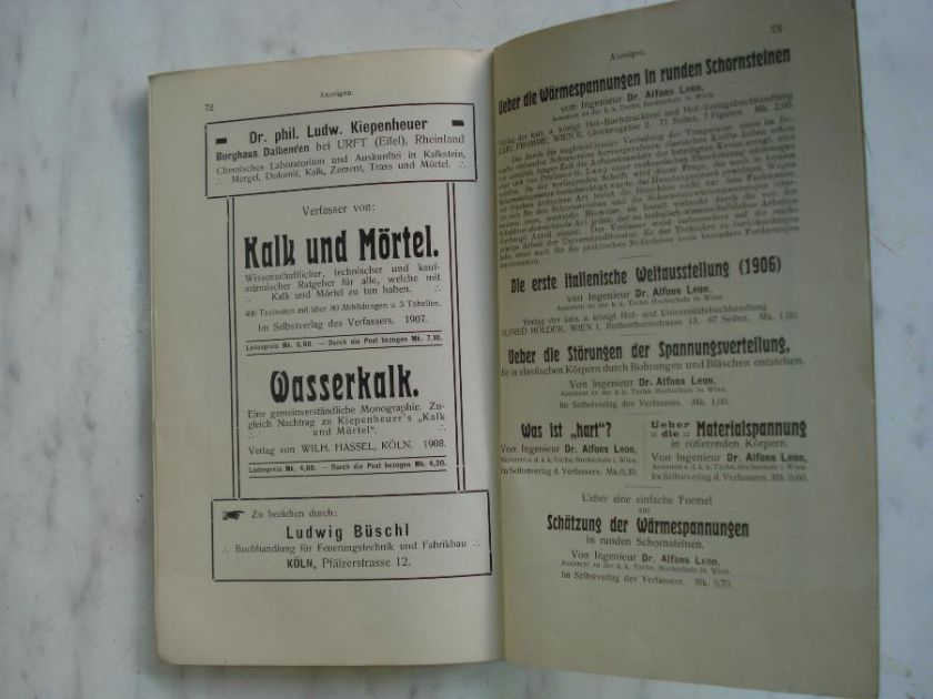 1908 ANTIQUE GERMAN ENGINEERING TECHNICAL BOOK F.RAULS  