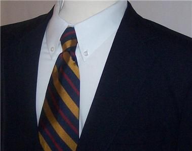 42L Barrister SOLID NAVY BLUE GOLD 2 Button sport coat jacket suit 