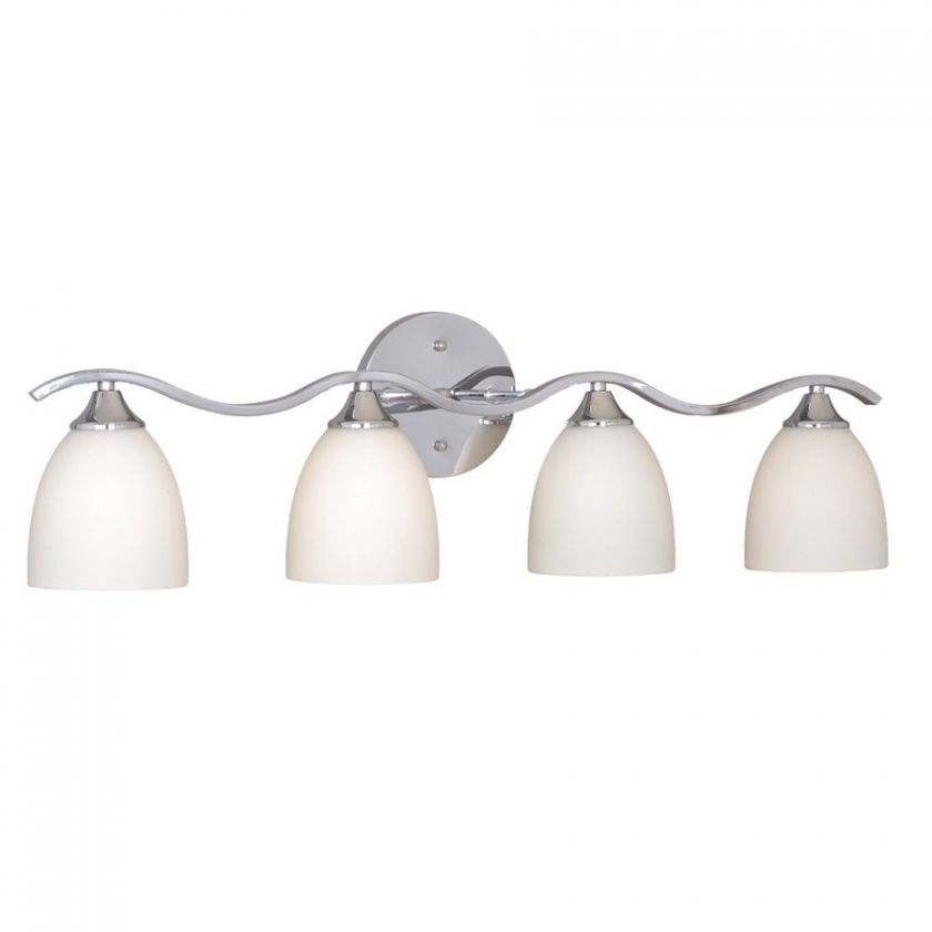 NEW 4 Light Bathroom Vanity Lighting Fixture, Chrome, Frosted Opal 