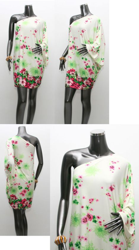 New white cute floral beach one shoulder party mini dress Sz M L XL US 