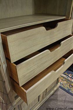 Vintage Oak Antiqued White Armoire Cabinet by Thomasville  