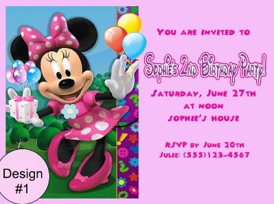 CUSTOM MINNIE MOUSE INVITATIONS U PRINT OR I PRINT  