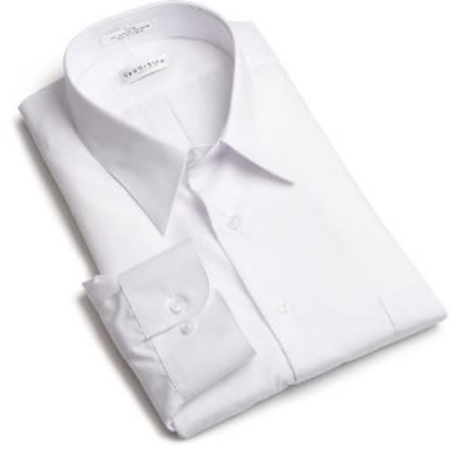 Van Heusen Mens Solid White Dress Shirt Cotton Blend  