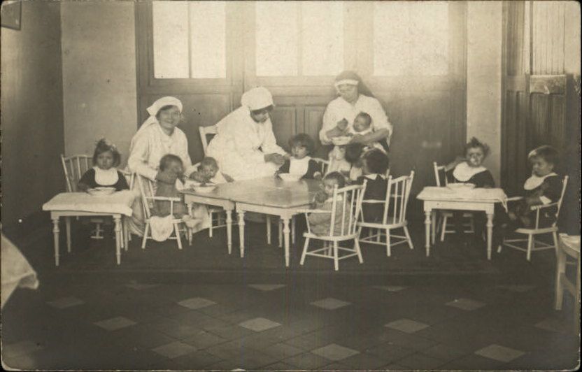 ORPHANAGE ?? Nuns Tend to Babies and Little Children c1910 Real Photo 