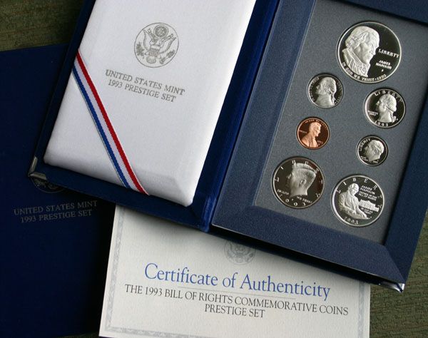   PRESTIGE Proof Set & Bill Of Rights 7 Coin w/ Silver Dollar & Half