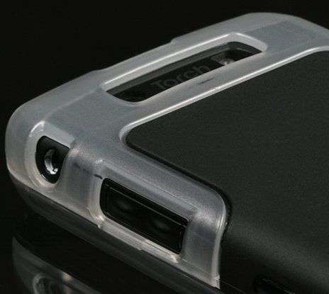 BLACK CLEAR GUMMY SKIN CASE FOR BLACKBERRY TORCH PHONE  