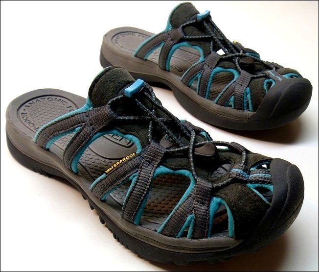 Keen Whisper Slide Sandal Womens Dark Shadow/Ceramic Blue Sz 8 8.5 9 