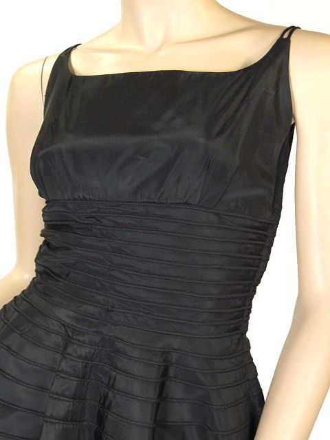 Vintage Black Taffeta Circle Skirt Dress W/Bolero 1950’S  