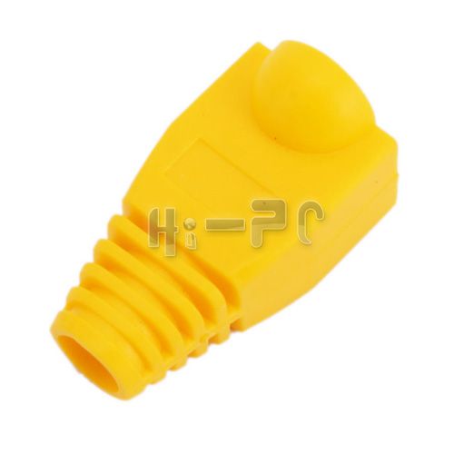 100 RJ45 Cat5 Plug Protector Cap Head Boot Hood Yellow  