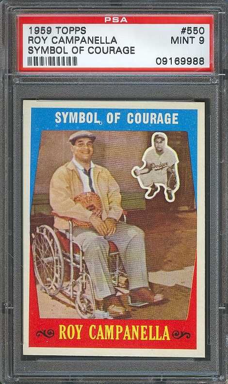 1959 TOPPS #550 ROY CAMPANELLA SYMBOL OF COURAGE PSA 9  