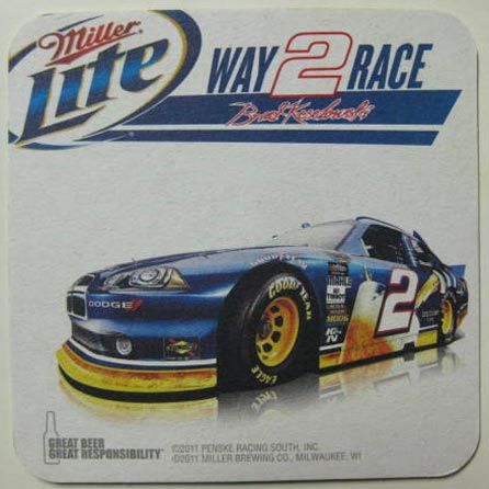 MILLER LITE BEER BRAD KESELOWSKI Coaster Mat NASCAR Car  