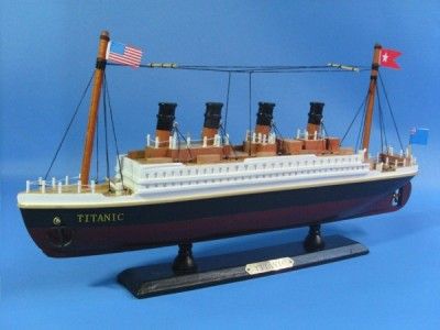 RMS TITANIC Fully Assembled WOODEN MODEL SHIP DISPLAY 6 1/2 Tall x 14 