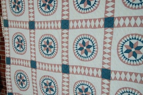 SM SCALE 1870s Rising Sun Antique Quilt DIAMOND BORDERS  