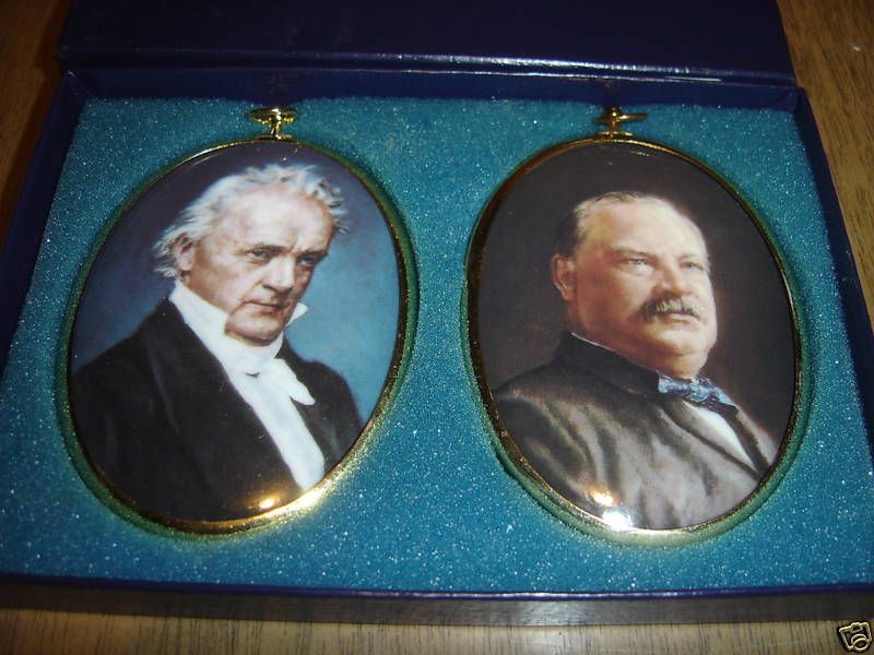 GROVER CLEVELAND JAMES BUCHANAN PORTRAIT ORNAMENTS MIB  