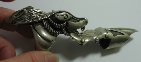 Gothic Sterling Silver 925 Full Finger Armor Vampire Rat Ring 91.5 