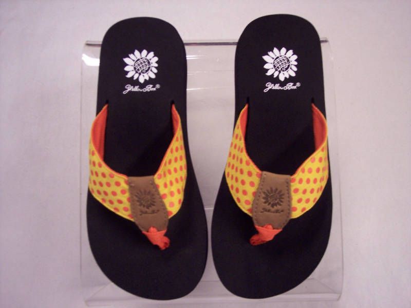 Yellow Box Flip Flops Fusion Yellow with Orange Dots  