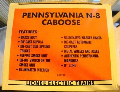   PRR Scale N8 Caboose NIB Smoke Brass O Scale fo S2 Turbine Switcher