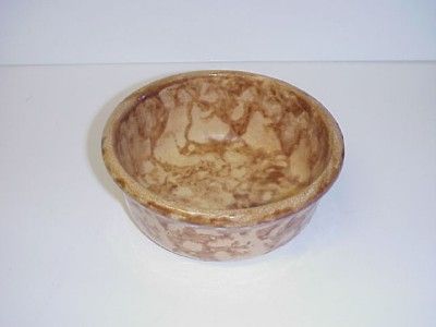 SPONGEWARE BROWN ROCKINGHAM YELLOWWARE BOWL  