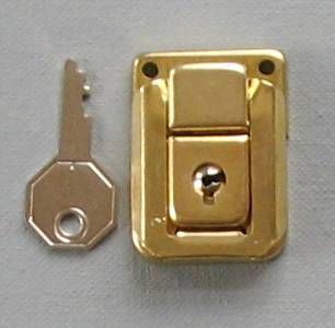 Small Box Lid Latch/Catch W/Lock and Key Brass Plate  