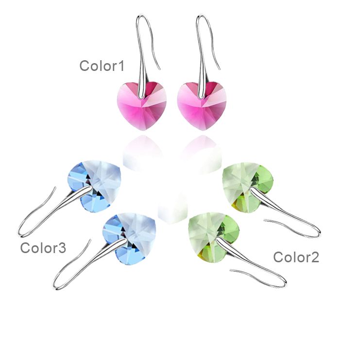 Colors Shine Crystal Heart Earring Drop,Earring Jewelry  