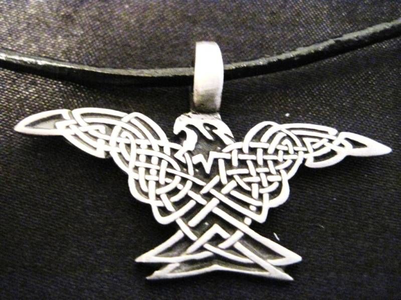 CELTIC KNOT TRIBAL EAGLE BIRD PEWTER PENDANT NECKLACE  