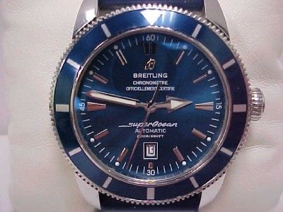 BREITLING SWISS SUPEROCEAN BLUE DIAL BEZEL 200M 660F CHRONOMETER STEEL 