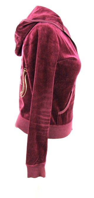   COUTURE Maroon Velour IN LOVE WITH JUICY HOODIE SWEATSHIRT L  