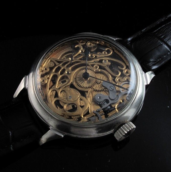 Mens EXCELLENT 1910 OMEGA SWITZERLAND Vintage SKELETON Watch GOLD 