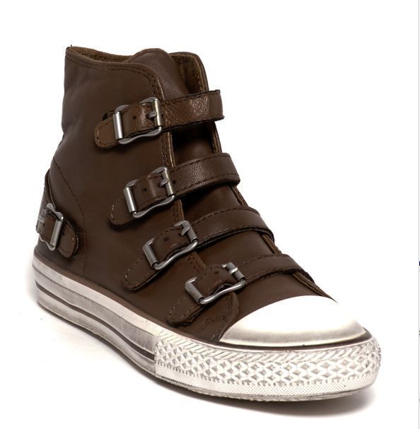   VIRGIN LEATHER CLASSIC HI TOP SNEAKERS IN CHESTNUT BROWN  NIB  