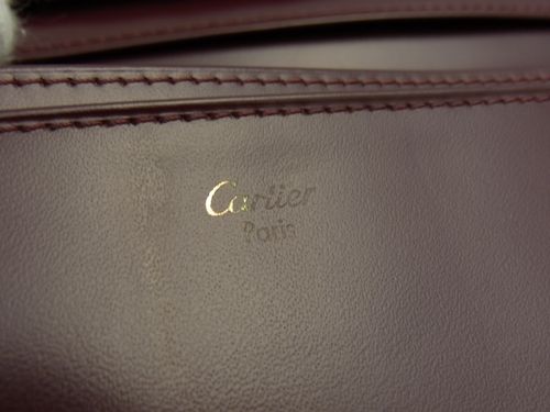 Cartier Authentic Auth Leather Clutch Wallet Purse Red  