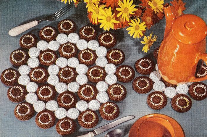 Vintage Crochet PATTERN Bottle Cap Hot Pad Place Mat  