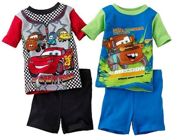 Boy 4PC Disney Cars Lightning McQueen Tow Mater Pajama Shirt Short on ...