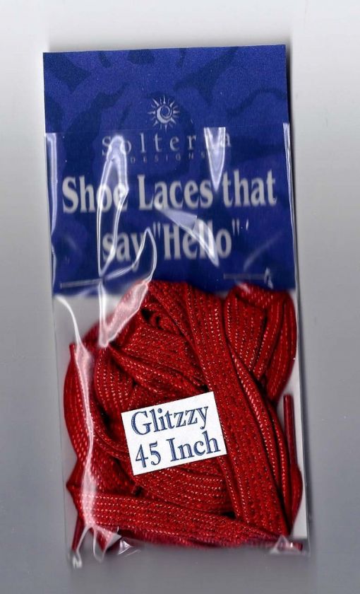 Glitzzy Shinny Rubby Red   Shoe Laces Flat 45  